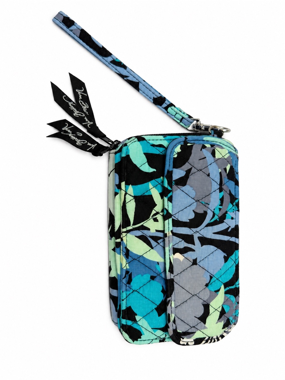 Vera Bradley Blue Teal Floral Quilted Phone Wristlet with Strap